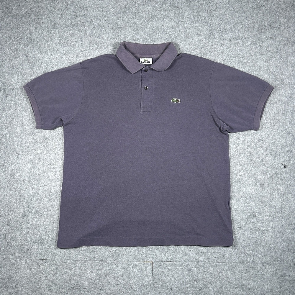 Lacoate Polo Shirt Mens Size 5 Large Purple Croc Logo Cuffed Short Sleeve Luxury